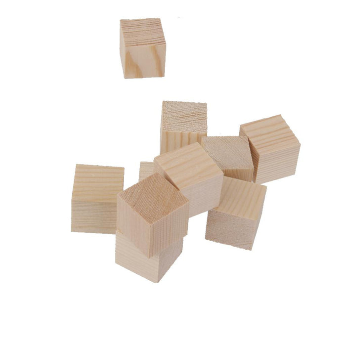 Crofta 20 Pieces 25mm Unfinished Wooden Shapes Blocks Cubes Embellishments for Wood Crafts