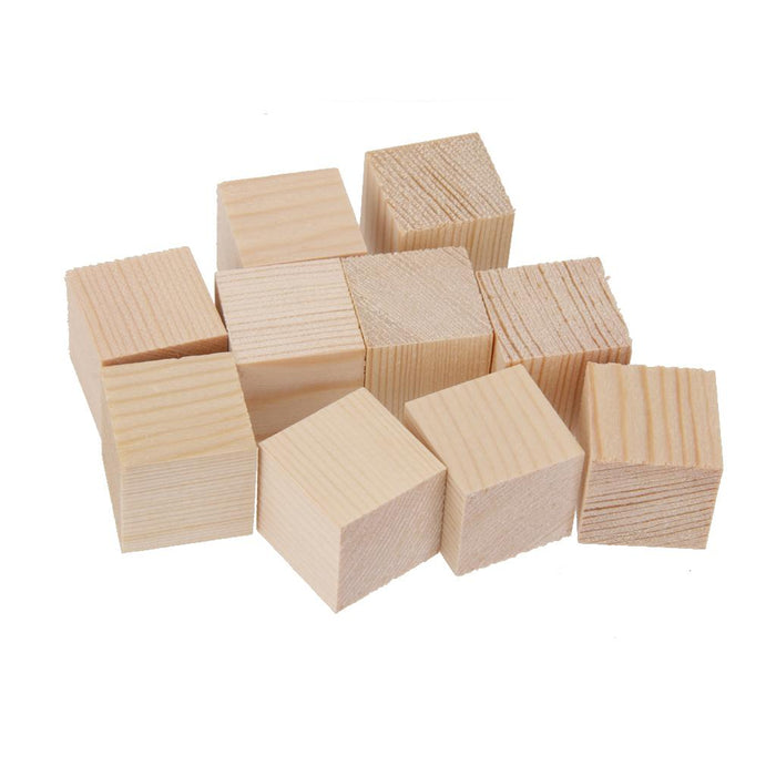 Crofta 20 Pieces 25mm Unfinished Wooden Shapes Blocks Cubes Embellishments for Wood Crafts