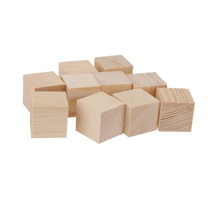 Crofta 20 Pieces 25mm Unfinished Wooden Shapes Blocks Cubes Embellishments for Wood Crafts