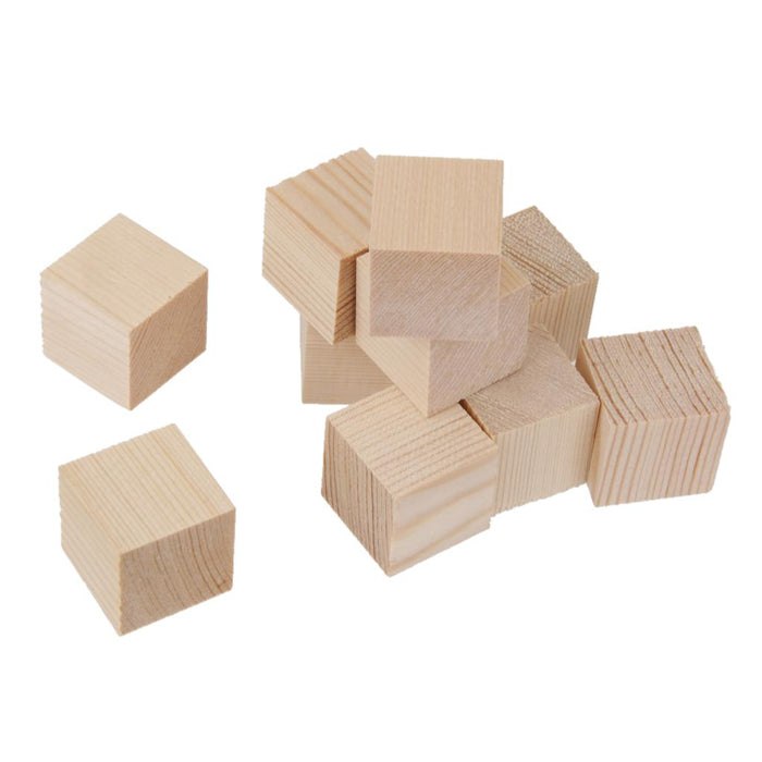 Crofta 20 Pieces 25mm Unfinished Wooden Shapes Blocks Cubes Embellishments for Wood Crafts