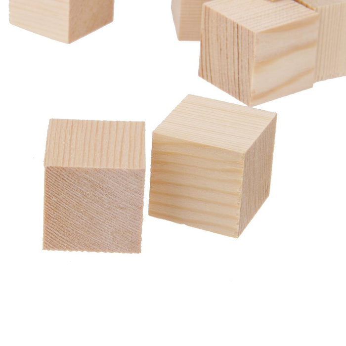 Crofta 20 Pieces 25mm Unfinished Wooden Shapes Blocks Cubes Embellishments for Wood Crafts