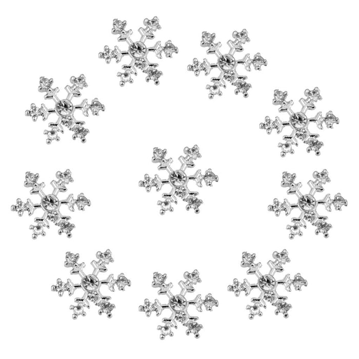 Crofta Pack of 20 Silver Crystal SNOWFLAKES Xmas Wedding Cards Topper Decor DIY Craft