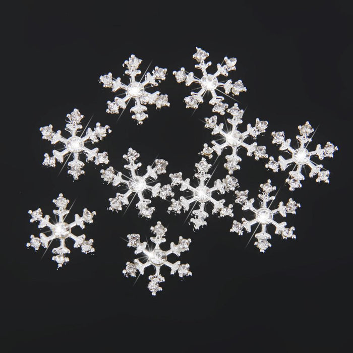 Crofta Pack of 20 Silver Crystal SNOWFLAKES Xmas Wedding Cards Topper Decor DIY Craft