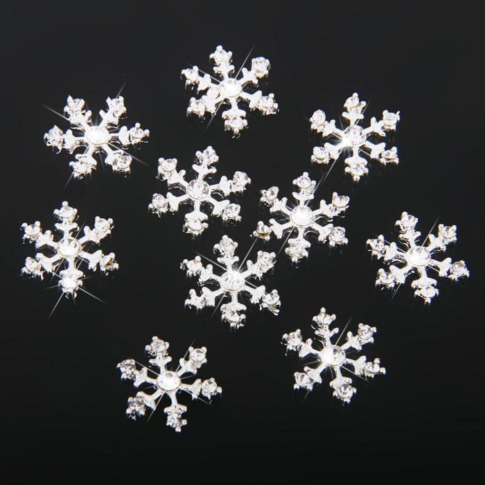 Crofta Pack of 20 Silver Crystal SNOWFLAKES Xmas Wedding Cards Topper Decor DIY Craft