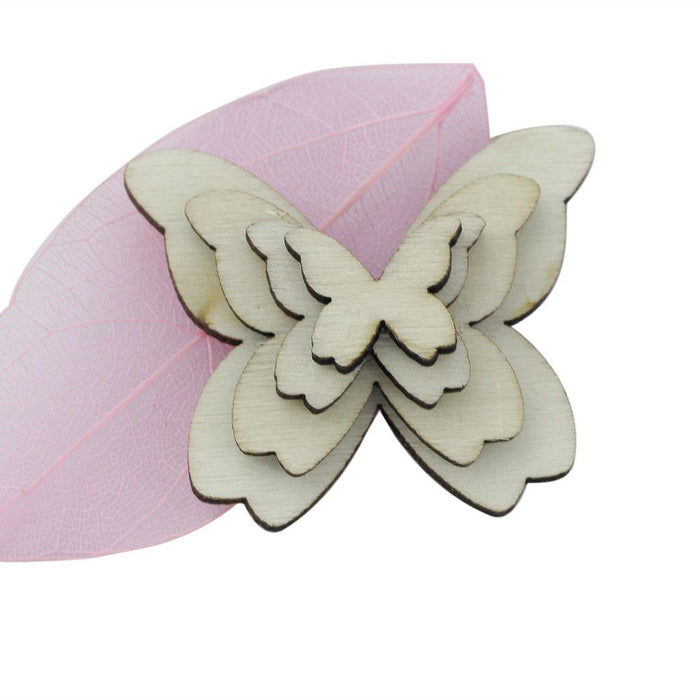 Crofta 100 Pieces Mixed Wooden Butterfly Shape Shabby Chic DIY Embellishment Decoration