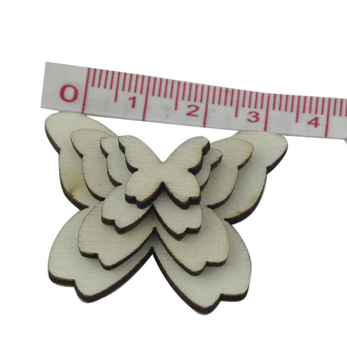 Crofta 100 Pieces Mixed Wooden Butterfly Shape Shabby Chic DIY Embellishment Decoration