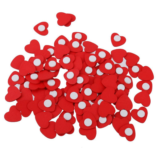 Crofta 100 Pieces Wooden Red Heart Adhesive Stickers& 100 Pieces Wood Pegs Pins for DIY Craft