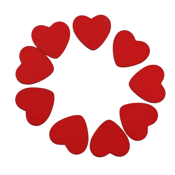 Crofta 100 Pieces Wooden Red Heart Adhesive Stickers& 100 Pieces Wood Pegs Pins for DIY Craft