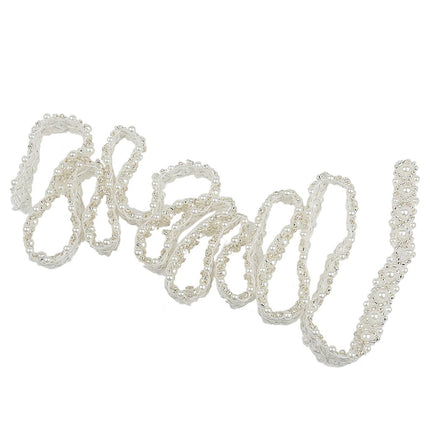 Crofta 2 Pieces Handmade Pearl Beaded Sewing Trim Chain Dressmaking Craft White