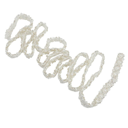 Crofta 2 Pieces Handmade Pearl Beaded Sewing Trim Chain Dressmaking Craft White