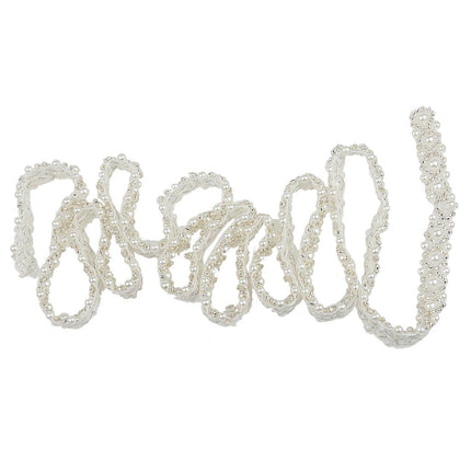 Crofta 2 Pieces Handmade Pearl Beaded Sewing Trim Chain Dressmaking Craft White