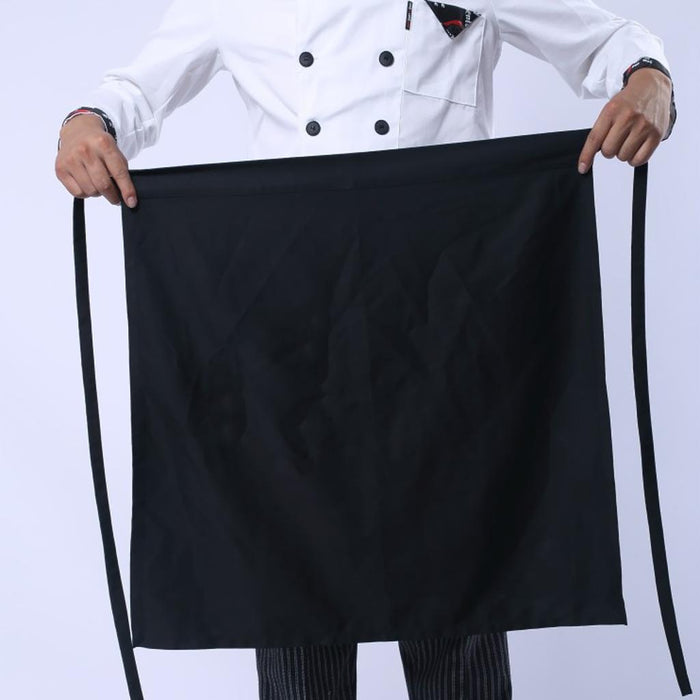 Crofta 2 Piece Men Women Black Restaurant Chef Half Apron Waist Apron