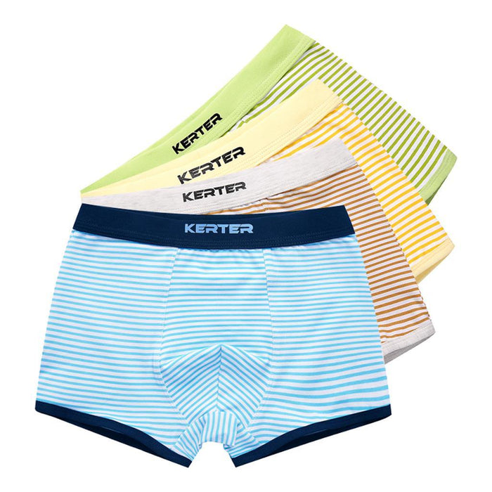 Crofta 2 Piece Kids Boys Striped Cotton Underwear Boxer Briefs 120cm Yellow + Brown