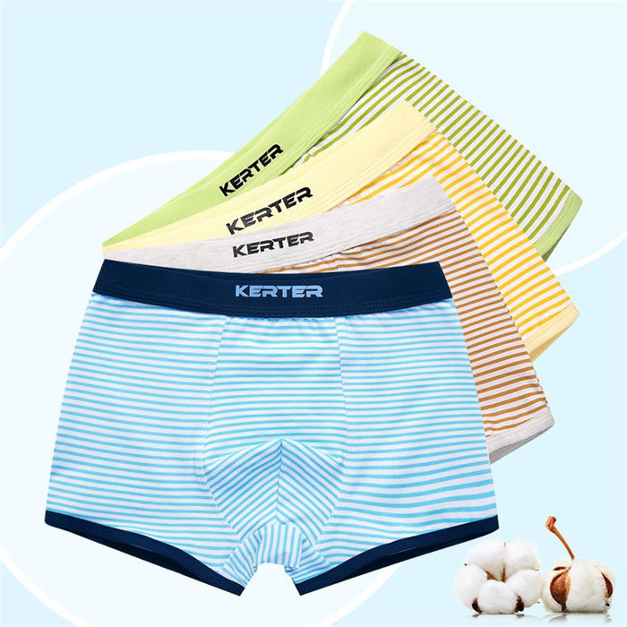 Crofta 2 Piece Kids Boys Striped Cotton Underwear Boxer Briefs 120cm Yellow + Brown