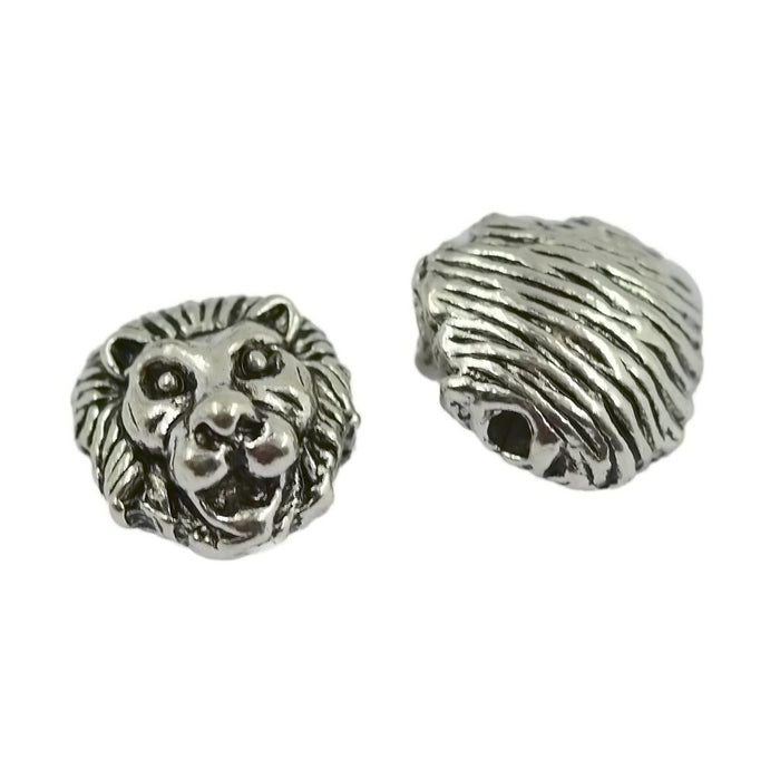 Crofta 10pcs Antique Silver Gold Animal The Lion Face Head Bead Lion Pendant Charms