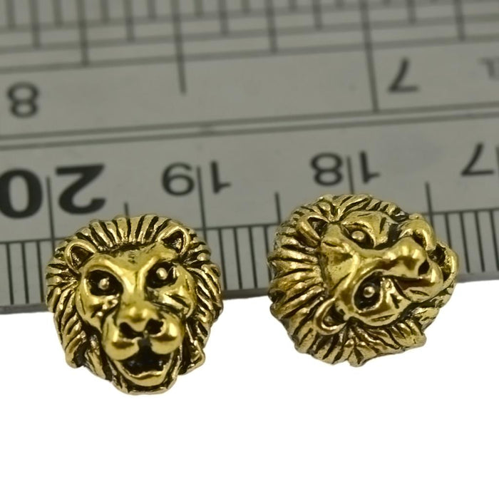 Crofta 10pcs Antique Silver Gold Animal The Lion Face Head Bead Lion Pendant Charms