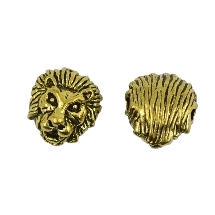 Crofta 10pcs Antique Silver Gold Animal The Lion Face Head Bead Lion Pendant Charms