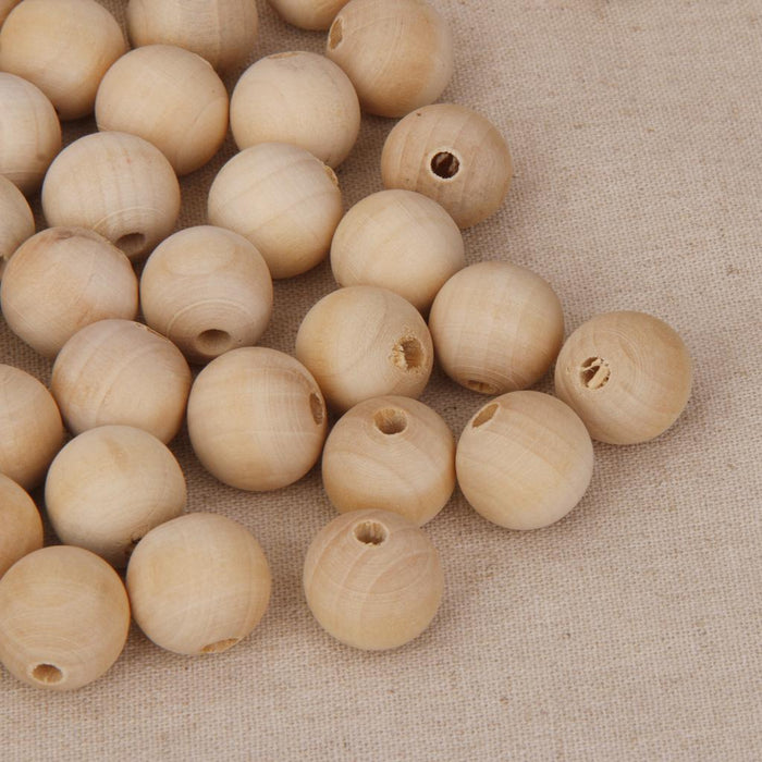 Crofta 100 Pieces Natural Wooden Unpainted Craft Beads Jewelry Making Findings DIY