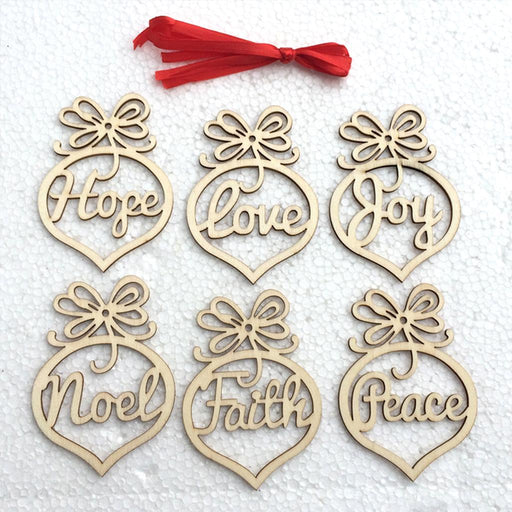 Crofta 12pcs/Set Wooden Cutouts Wood Shapes Christmas Hanging Ornaments Craft Tags