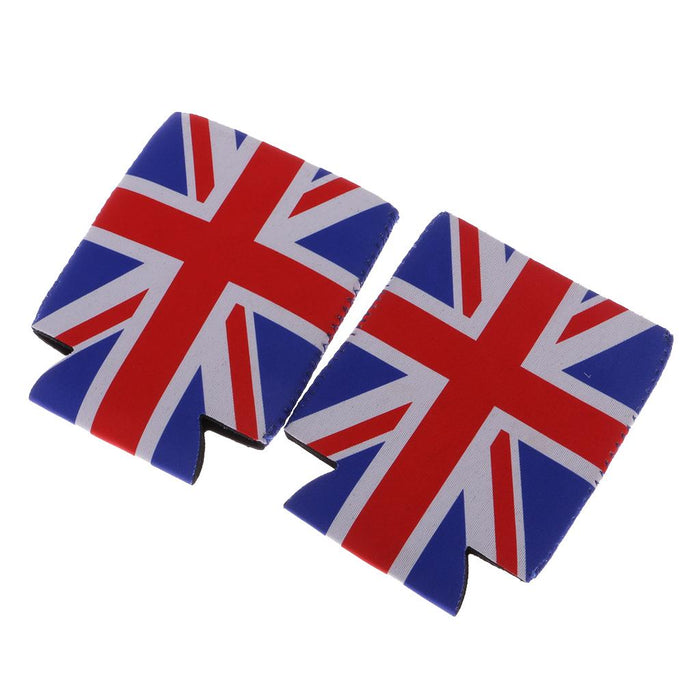 Crofta 2 Pair Britain UK Flag Stubby Beer Soda Tin Can Chilling Wrap Cooler Holder