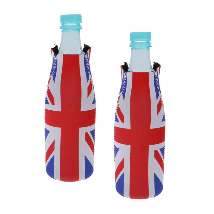 Crofta 2 Pair Britain UK Flag Stubby Beer Soda Tin Can Chilling Wrap Cooler Holder