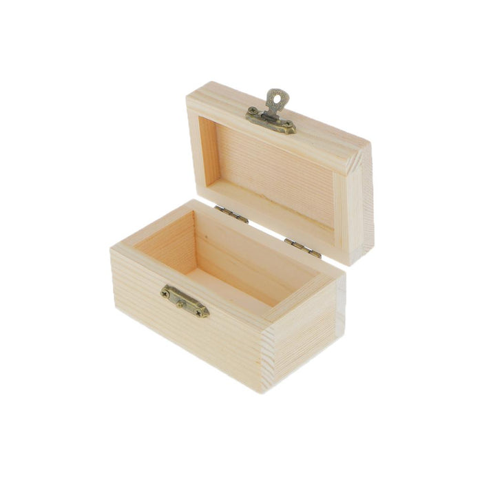 Crofta 2PCS Unfinished Unpainted Wooden Jewelry Box DIY Storage Chest Treasure Case