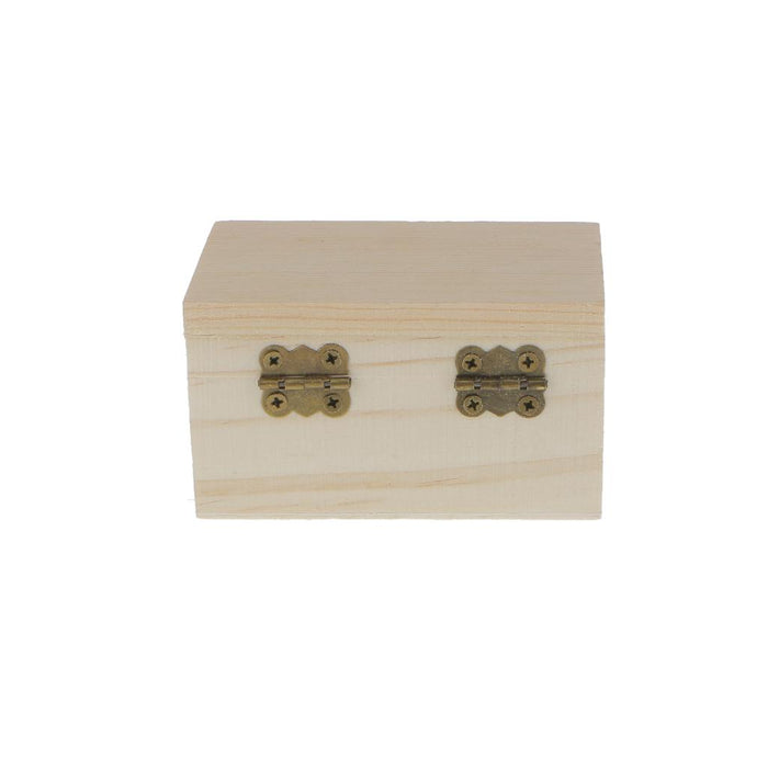 Crofta 2PCS Unfinished Unpainted Wooden Jewelry Box DIY Storage Chest Treasure Case