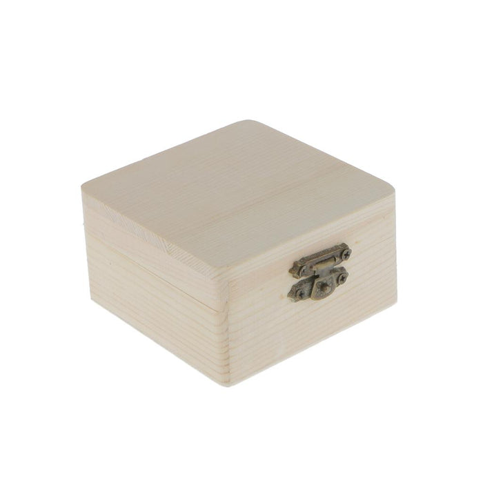 Crofta 2PCS Unfinished Unpainted Wooden Jewelry Box DIY Storage Chest Treasure Case