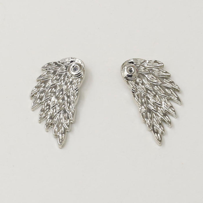 Crofta 2 Pairs Fashion Women Angel Feather Wing Earrings Rhinestone Dangle Ear Stud