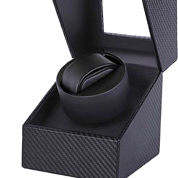 Crofta Mini Battery Powered Automatic Watch Winder Winding Box for Mechanical Watch Fiber Black