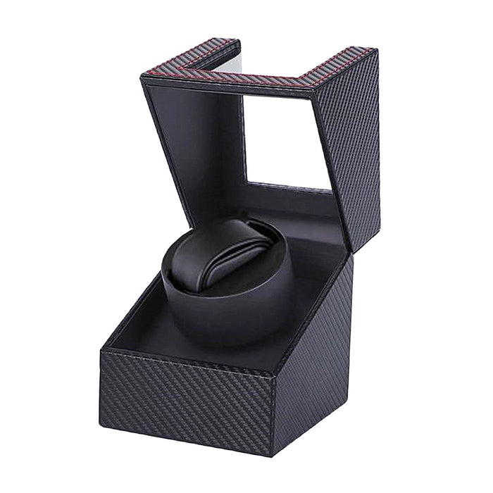 Crofta Mini Battery Powered Automatic Watch Winder Winding Box for Mechanical Watch Fiber Black