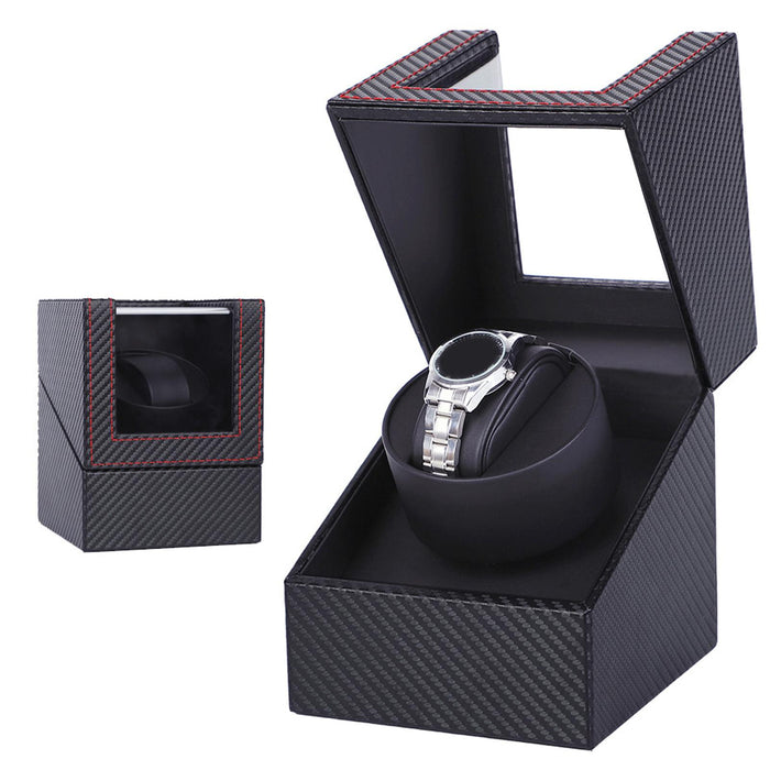 Crofta Mini Battery Powered Automatic Watch Winder Winding Box for Mechanical Watch Fiber Black