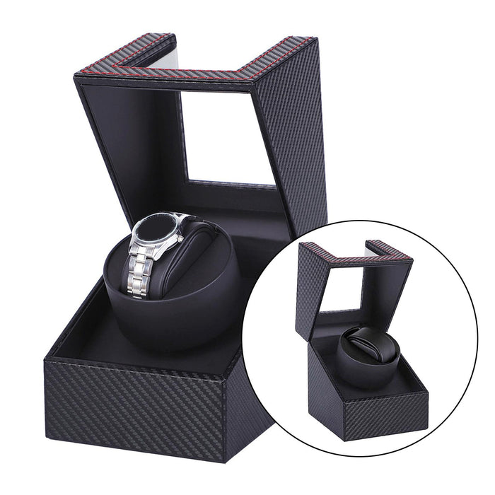 Crofta Mini Battery Powered Automatic Watch Winder Winding Box for Mechanical Watch Fiber Black