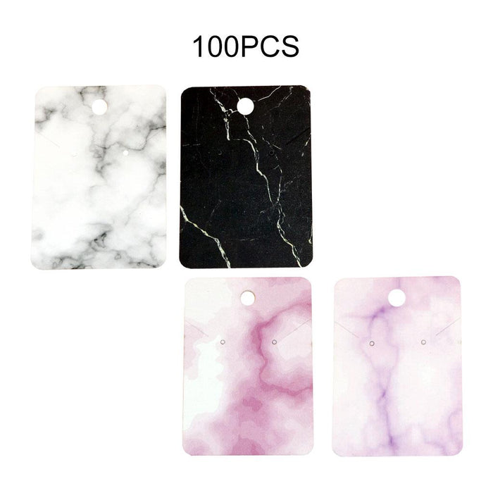 Crofta 100x Marble Earring Display Cards 3 Holes 5x7cm for DIY Ear Studs Packaging Purple