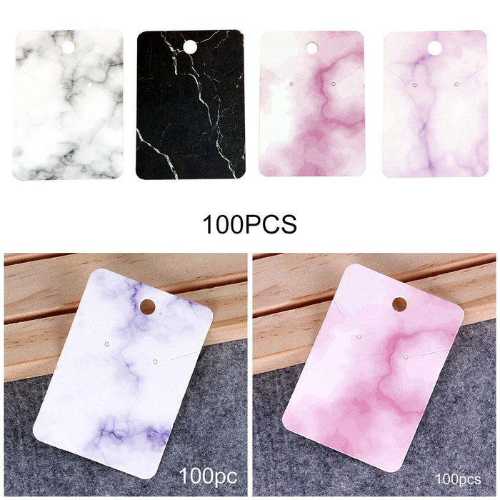 Crofta 100x Marble Earring Display Cards 3 Holes 5x7cm for DIY Ear Studs Packaging Purple