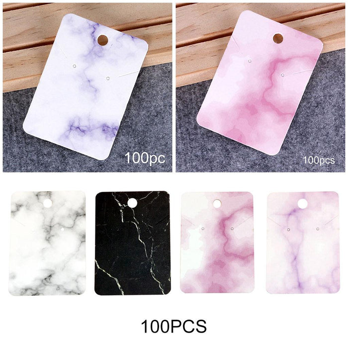 Crofta 100x Marble Earring Display Cards 3 Holes 5x7cm for DIY Ear Studs Packaging Purple