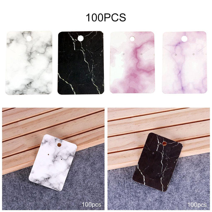 Crofta 100x Marble Earring Display Cards 3 Holes 5x7cm for DIY Ear Studs Packaging Purple