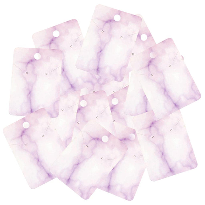 Crofta 100x Marble Earring Display Cards 3 Holes 5x7cm for DIY Ear Studs Packaging Purple