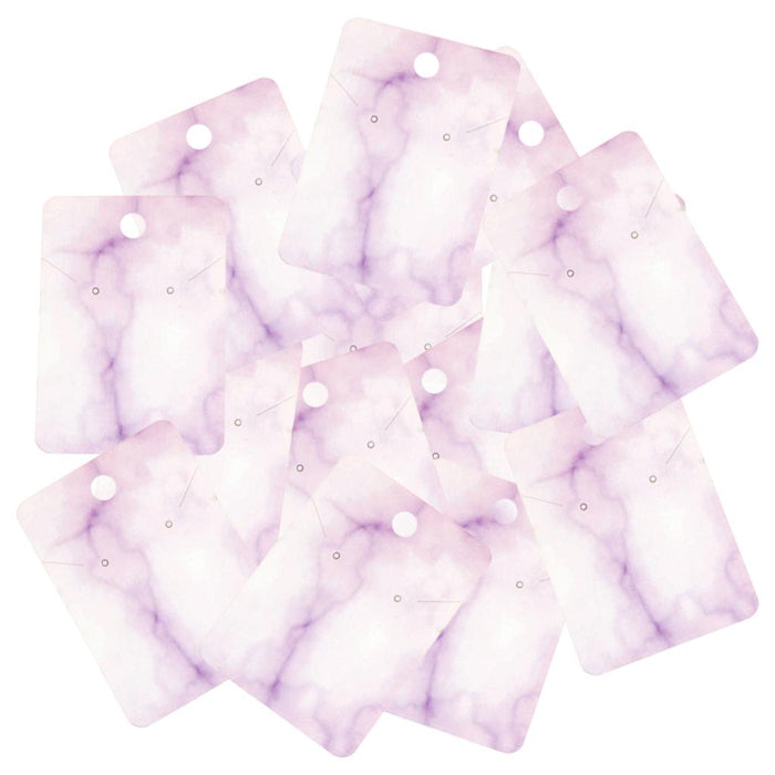 Crofta 100x Marble Earring Display Cards 3 Holes 5x7cm for DIY Ear Studs Packaging Purple