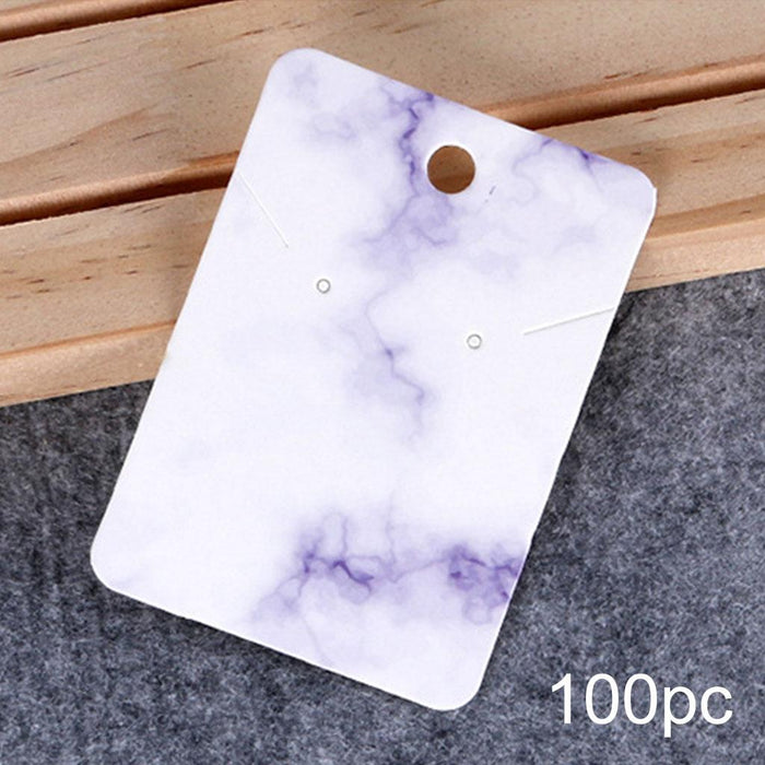 Crofta 100x Marble Earring Display Cards 3 Holes 5x7cm for DIY Ear Studs Packaging Purple