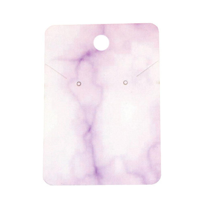 Crofta 100x Marble Earring Display Cards 3 Holes 5x7cm for DIY Ear Studs Packaging Purple