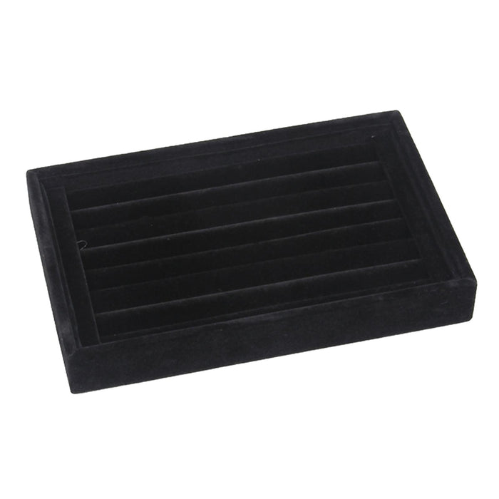 Crofta Jewelry Storage Tray for Earrings Bracelet Women 227x146x31mm Flannel Black