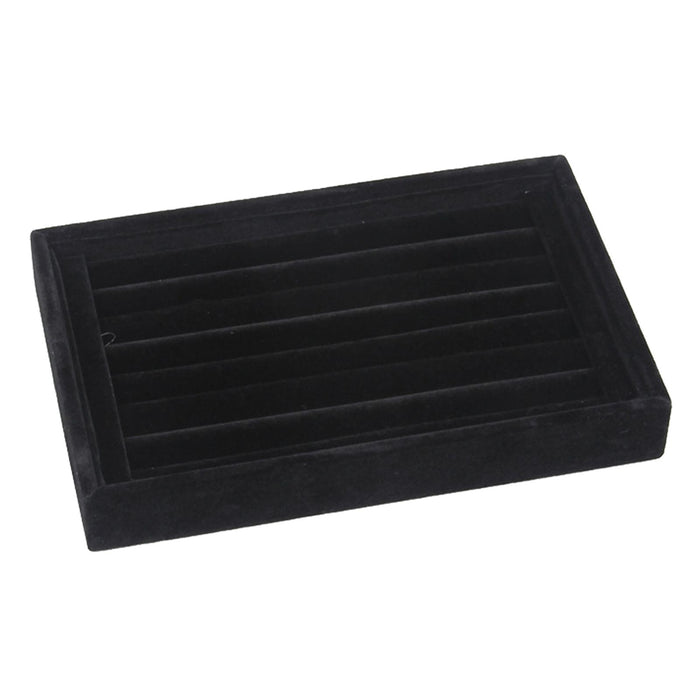 Crofta Jewelry Storage Tray for Earrings Bracelet Women 227x146x31mm Flannel Black