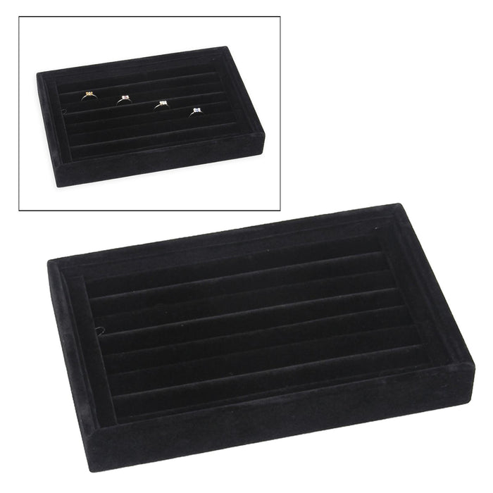 Crofta Jewelry Storage Tray for Earrings Bracelet Women 227x146x31mm Flannel Black