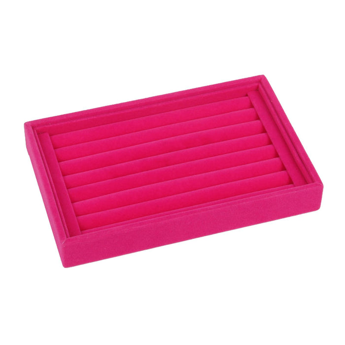 Crofta Jewelry Storage Tray for Earrings Bracelet Women 227x146x31mm Flannel Pink