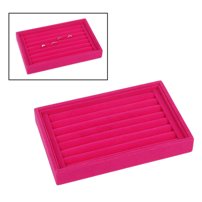 Crofta Jewelry Storage Tray for Earrings Bracelet Women 227x146x31mm Flannel Pink