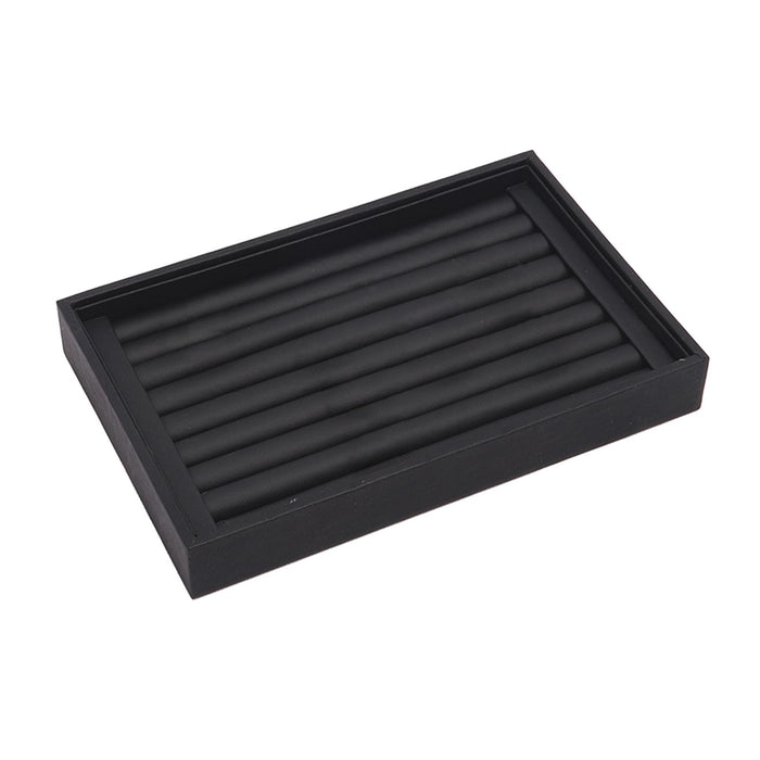 Crofta Jewelry Storage Tray for Earrings Bracelet Women 227x146x31mm Leather Black