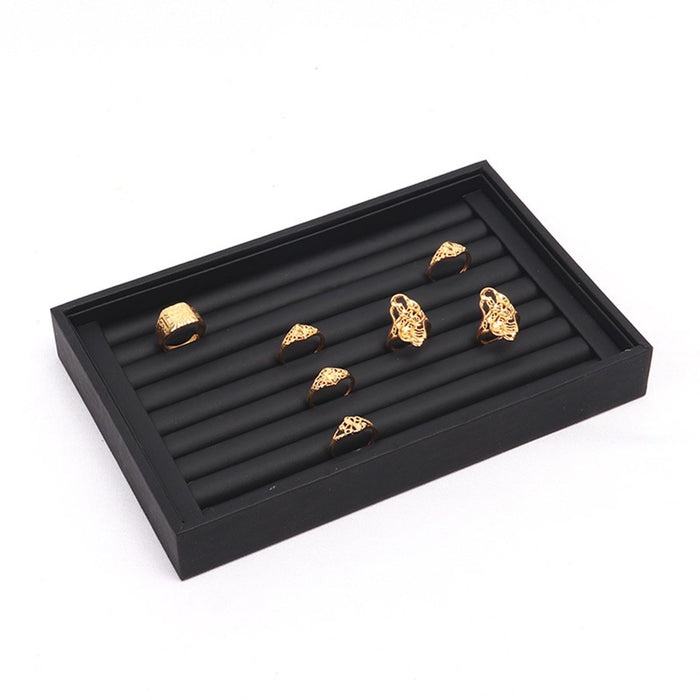 Crofta Jewelry Storage Tray for Earrings Bracelet Women 227x146x31mm Leather Black