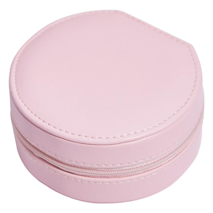 Crofta Jewelry Storage Case Multi-Layer Round with Mirror for Necklace Gifts Girls pink