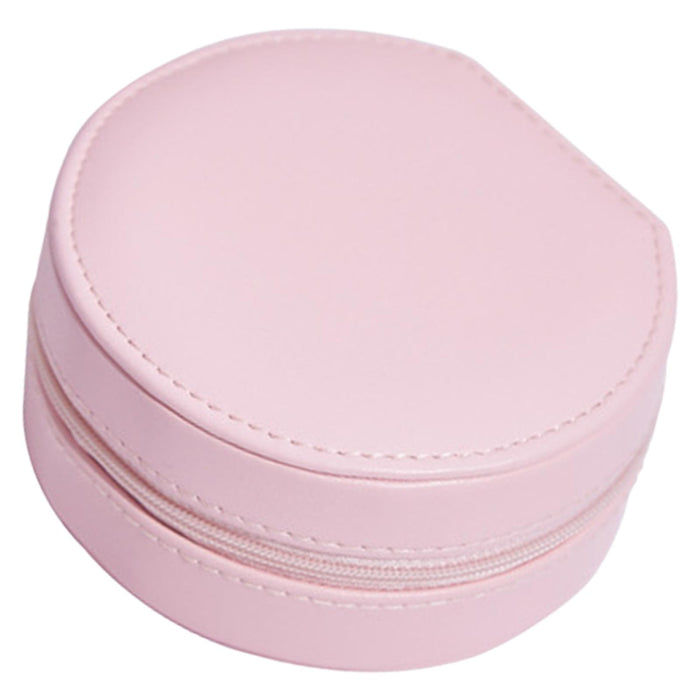 Crofta Jewelry Storage Case Multi-Layer Round with Mirror for Necklace Gifts Girls pink